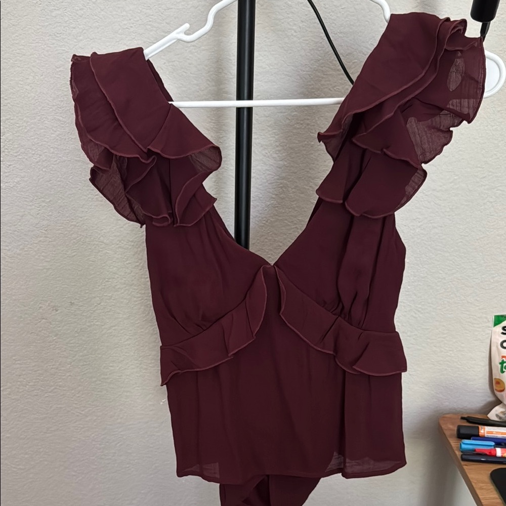Francesca's Collections Red Ruffled